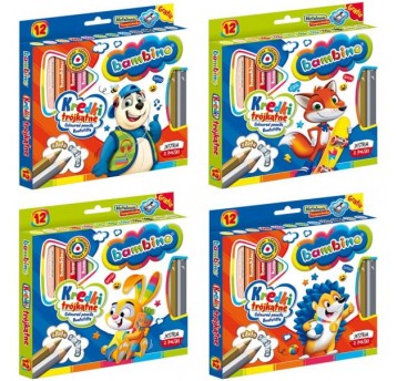 KREDKI OŁÓWKOWE GRUBE TRÓJKĄTNE 12 KOL BAMBINO