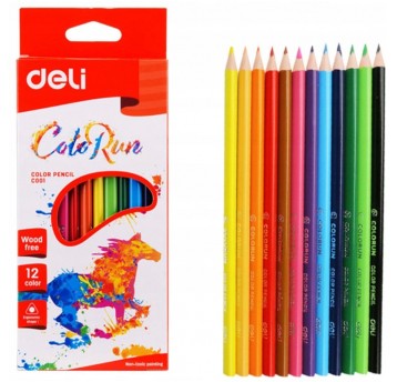 KREDKI OŁÓWKOWE TRÓJKĄTNE 12 KOL DELI