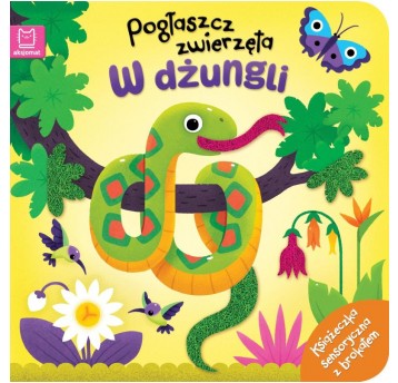 KSIĄŻECZKA DOTYKOWA Z BROKATEM W DŻUNGLI AKSJOMAT
