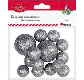 KULKI STYROPIANOWE BROKAT SREBRNE MIX