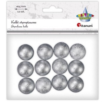 KULKI STYROPIANOWE SREBRNE 25MM 12 SZT