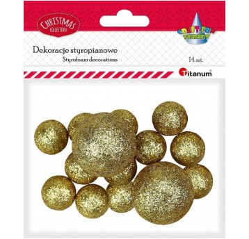 KULKI STYROPIANOWE ZŁOTE 15MM + 30MM 14 SZT.