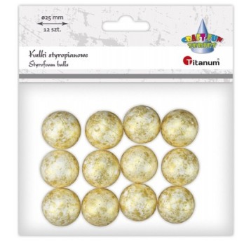 KULKI STYROPIANOWE ZŁOTE 25MM 12 SZT.