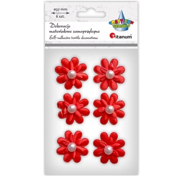KWIATY MATERIAŁOWE CZERWONE SAMOPRZYLEPNE