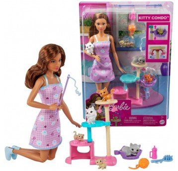 LALKA BARBIE ZABAWA Z KOTKAMI