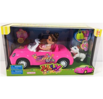 LALKA W SAMOCHODZIE 20CM Z PSEM "ALLY JUNIOR"