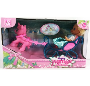 LALKA W SANIACH 22CM Z JEDNOROŻCEM