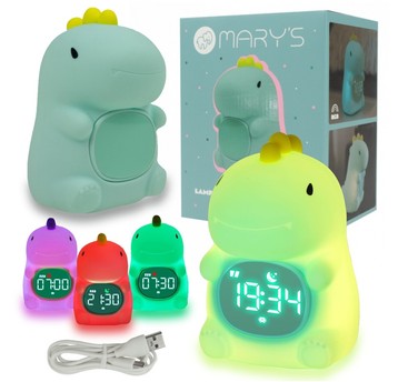 LAMPKA NOCNA Z BUDZIKIEM MARY'S LED RGB DINOZAUR