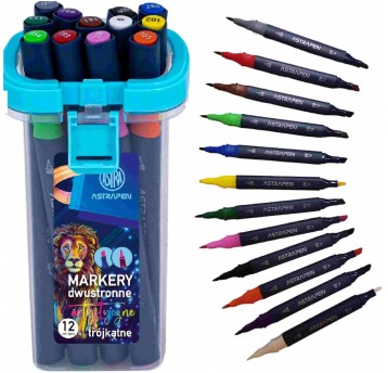 MARKERY ARTYSTYCZNE 12 KOL TRÓJKATNE DWUST. ASTRA
