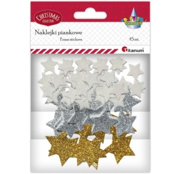 NAKLEJKI BROKATOWE GWIAZDKI MIX 45 SZT.