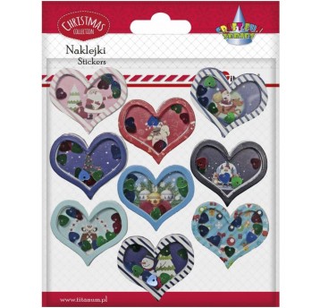 NAKLEJKI DEKORACYJNE 3D SERCA ŚWIĄTECZNE
