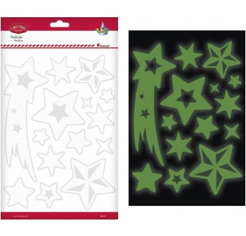 NAKLEJKI DEKORACYJNE FLUO GWIAZDKI BIAŁE 14 SZT.