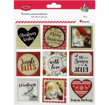 NAKLEJKI NA PREZENTY 3D 18 SZT.ŚWIĄTECZNE