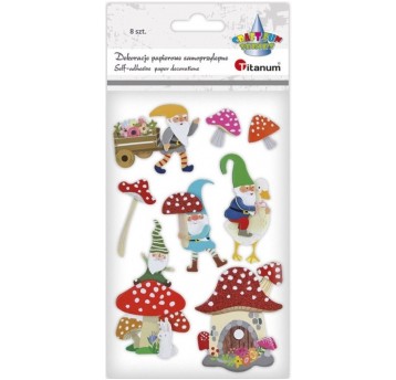 NAKLEJKI PAPIEROWE SKRZATY I GRZYBY 8 SZT.