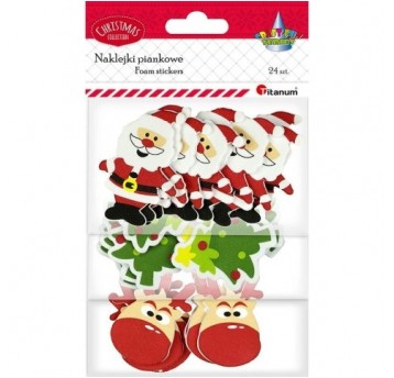 NAKLEJKI PIANKOWE MIKOŁAJE CHOINKI 24 SZT.