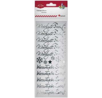 NAKLEJKI WESOŁYCH ŚWIĄT SREBRNA