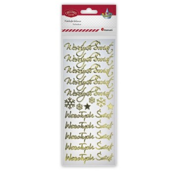 NAKLEJKI WESOŁYCH ŚWIĄT ZŁOTA