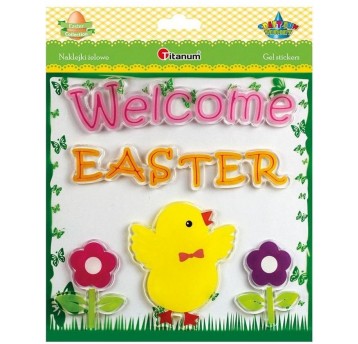 NAKLEJKI ŻELOWE WIELKANOCNE NAPISY KURCZAK