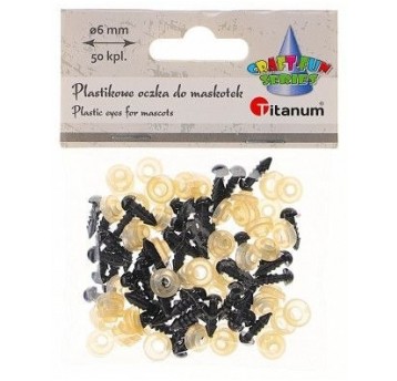 OCZY PLASTIKOWE DO MASKOTEK 6MM 50 KPL.