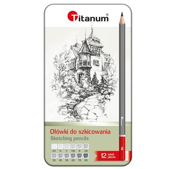 OŁÓWKI TECHNICZNE 12SZT 8B-2H TITANUM