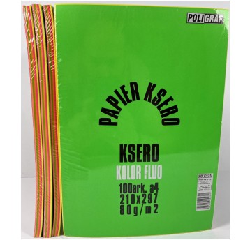PAPIER KSERO A4/100 80G 5 KOL FLUO POLIGRAF