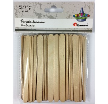 PATYCZKI DREWNIANE NATURALNE 11,3 CM X 9MM 70 SZT.