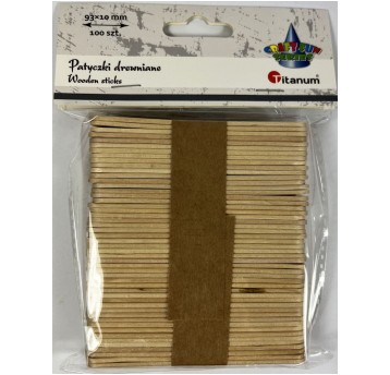 PATYCZKI DREWNIANE NATURALNE 9,3 CM X 10MM 100 SZT