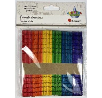 PATYKI DREWNIANE KOL. KARBOWANE 114x1x2MM 50 SZT