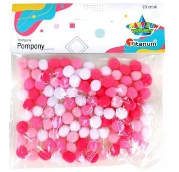 POMPONY 10MM RÓŻOWE MIX 120 SZT.