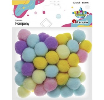 POMPONY 16MM 60SZT. PASTELOWE