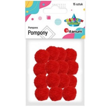 POMPONY 18MM CZERWONE 15 SZT.