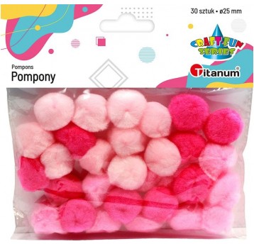 POMPONY 25MM 30 SZT. RÓŻOWE