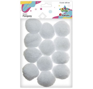 POMPONY 5CM BIAŁE 12 SZT.
