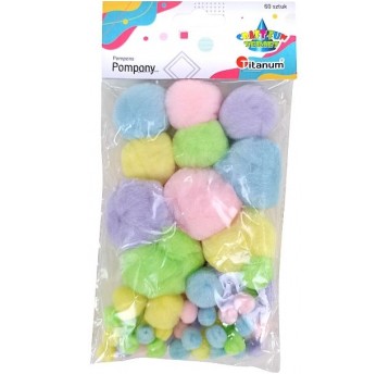 POMPONY AKRYLOWE PASTELOWE 60 SZT.