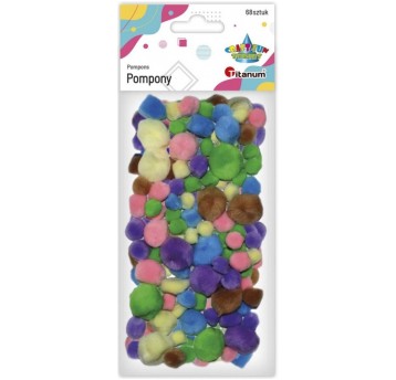 POMPONY AKRYLOWE PASTELOWE MIX 68 SZT.