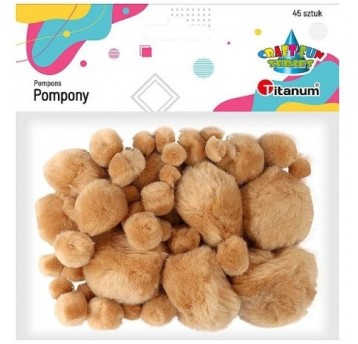 POMPONY BEŻOWE 45SZT