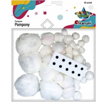 POMPONY BIAŁE 45 SZT. MIX