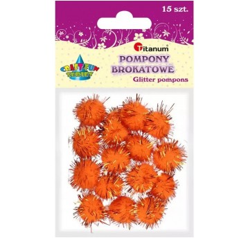 POMPONY BROKATOWE 1,8 CM POMARAŃCZOWE