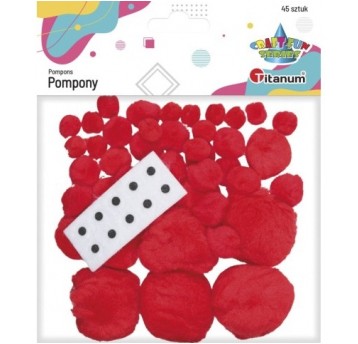 POMPONY CZERWONE 45 SZT. MIX