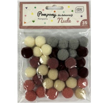 POMPONY DO DEKORACJI 35SZT NUDE