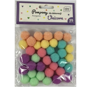 POMPONY DO DEKORACJI 35SZT UNICORN