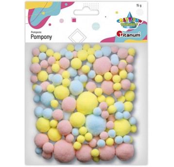 POMPONY MIX ŻÓŁTE NIEBIESKIE RÓŻOWE 15G