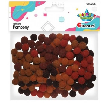 POMPONY POLIESTROWE BRĄZOWE MIX