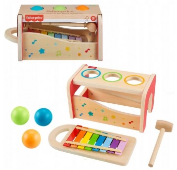 PRZEBIJANKA DREWNIANA Z CYMBAŁKAMI FISHER PRICE