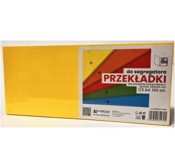 PRZEKŁADKI INDEKSUJĄCE 1/3 A4 100 SZT NEON WEKTOR