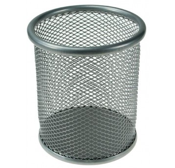 PRZYBORNIK NA BIURKO OKRĄGŁY 9 CM SREBRNY