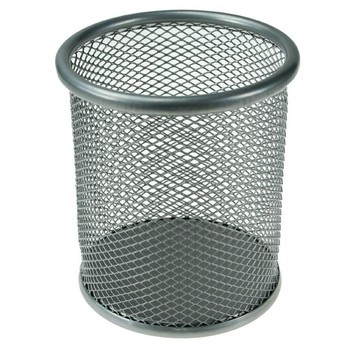 PRZYBORNIK NA BIURKO OKRĄGŁY 9 CM SREBRNY