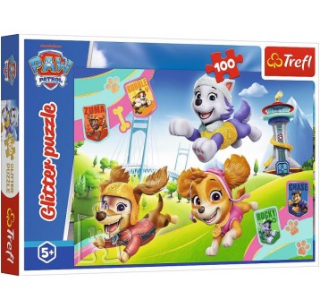 PUZZLE 100 EL TREFL GLITTER PSI PATROL