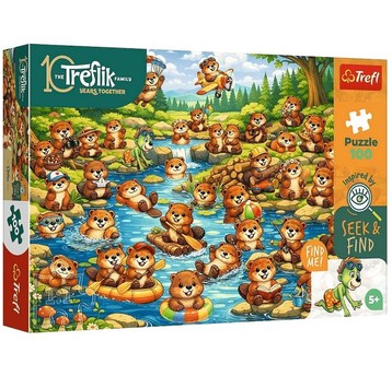 PUZZLE 100 EL TREFL SEEK&FIND BOBRY W AKCJI