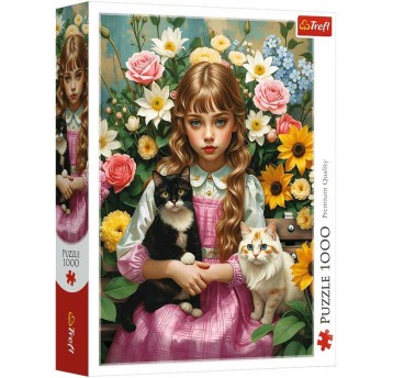 PUZZLE 1000 EL TREFL DZIEWCZYNKA Z KOTAMI